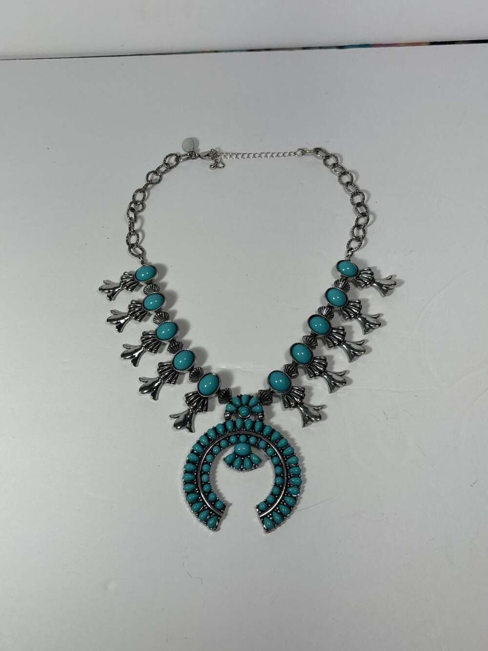 Spring Street Southwestern Turquoise Naja Squash Blossom Necklace